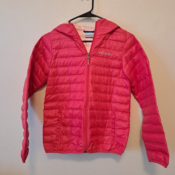 Columbia Other - Columbia Kids Pink Hooded Puffer Jacket Duck Down Fill Size L 14/16 XY0075